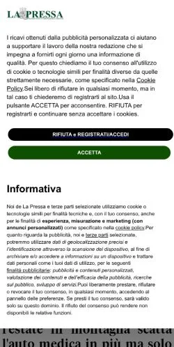 Forhåndsvisning af LaPressa.it, medie fra Italien til sponsorerede artikler