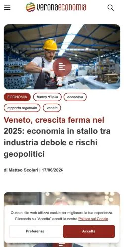 Vista previa del sitio Verona Economia, medio de Italia para artículos patrocinados