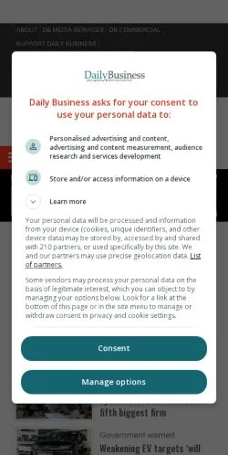 Anteprima del sito Daily Business Group, media di Regno Unito per articoli sponsorizzati