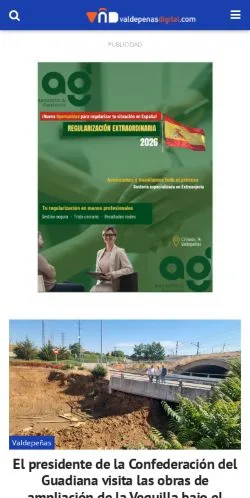 Anteprima del sito Valdepeñas Digital, media di Spagna per articoli sponsorizzati