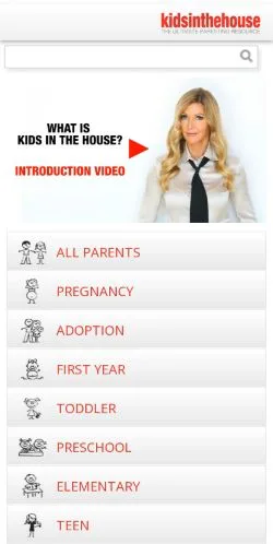 Anteprima del sito Kids In The House, media di Stati Uniti per articoli sponsorizzati