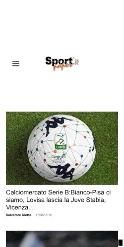 Anteprima del sito Sportpaper, media di Italia per articoli sponsorizzati