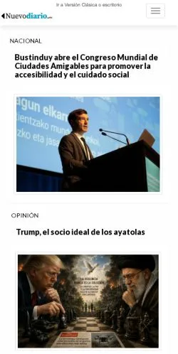 Anteprima del sito Nuevodiario, media di Spagna per articoli sponsorizzati