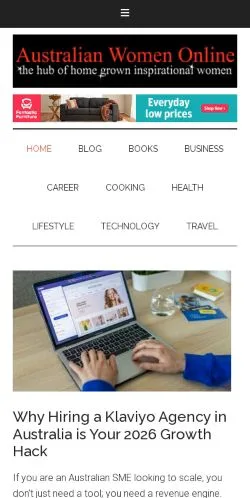 Podgląd witryny Australian Women Online, medium z kraju Stany Zjednoczone do artykułów sponsorowanych