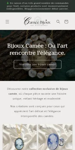 스폰서 기사용 프랑스 매체 Camée Bijoux 사이트 미리보기