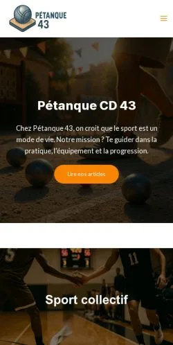 スポンサード記事向けのフランスメディア、Pétanque CD 43のサイトプレビュー