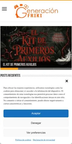 Anteprima del sito Generación Friki, media di Spagna per articoli sponsorizzati