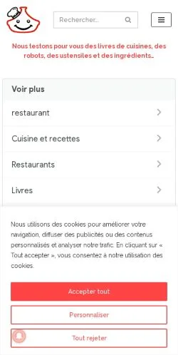 Forhåndsvisning av nettstedet Cuisine Test, medium fra Frankrike for sponsede artikler