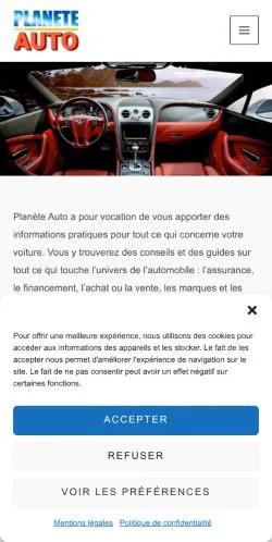 Anteprima del sito Planète Auto, media di Francia per articoli sponsorizzati
