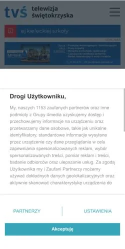 Anteprima del sito Telewizja Świętokrzyska, media di Polonia per articoli sponsorizzati