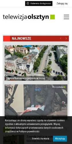 스폰서 기사용 폴란드 매체 Telewizja Olsztyn 사이트 미리보기