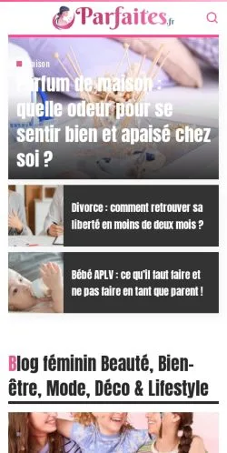 Vista previa del sitio Parfaites, medio de Francia para artículos patrocinados
