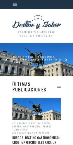 Anteprima del sito Destino y Sabor, media di Spagna per articoli sponsorizzati