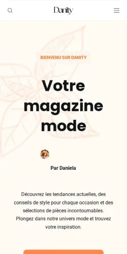 Pré-visualização do site Danity, meio de França para artigos patrocinados