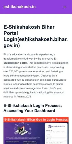 Anteprima del sito E-Shikshakosh Bihar, media di India per articoli sponsorizzati
