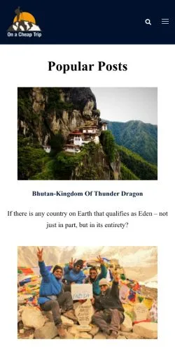 Preview of the On A Cheap Trip website, listed for sponsored article publication