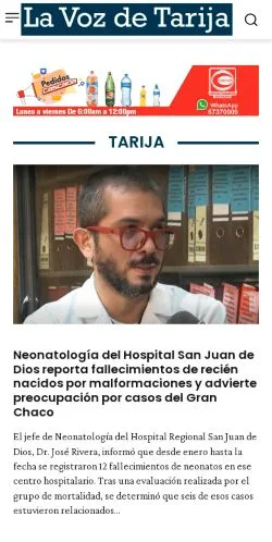 Anteprima del sito La Voz de Tarija, media di Spagna per articoli sponsorizzati