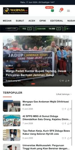 Podgląd witryny Waspada, medium z kraju Indonezja do artykułów sponsorowanych