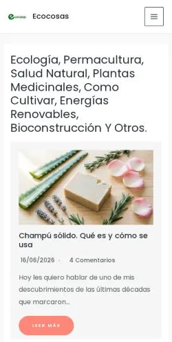 Pré-visualização do site Ecocosas, meio de Espanha para artigos patrocinados