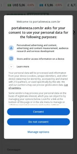 Anteprima del sito Portal Veneza, media di Brasile per articoli sponsorizzati