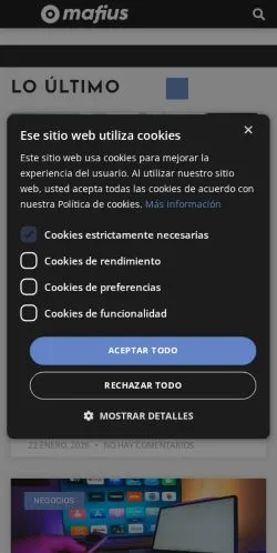 Pré-visualização do site Mafius, meio de Espanha para artigos patrocinados
