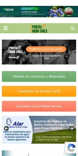 Anteprima del sito Portal Agro Chile, media di Spagna per articoli sponsorizzati
