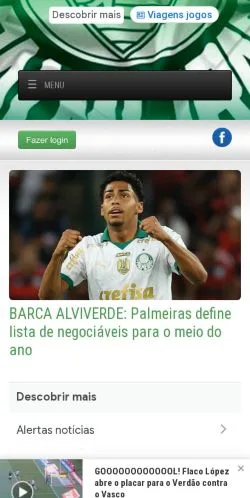Vista previa del sitio Verdão Web, medio de Brasil para artículos patrocinados