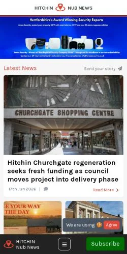 스폰서 기사용 영국 매체 Hitchin Nub News 사이트 미리보기