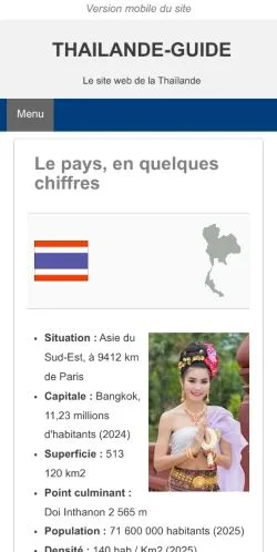 Vista previa del sitio Thailande-Guide, medio de Francia para artículos patrocinados