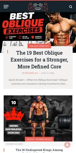 Voorbeeld van de site Bodybuilding Wizard, medium uit Verenigde Staten voor gesponsorde artikelen