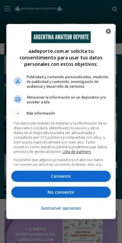 스폰서 기사용 아르헨티나 매체 Argentina Amateur Deporte 사이트 미리보기