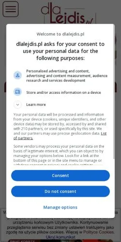 Anteprima del sito Dla Lejdis, media di Polonia per articoli sponsorizzati
