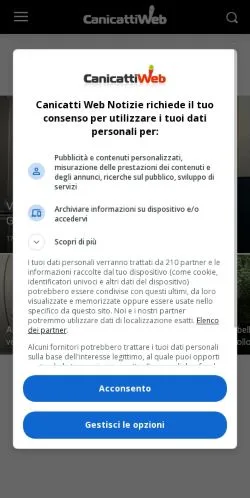 스폰서 기사용 이탈리아 매체 Canicatti Web Notizie 사이트 미리보기