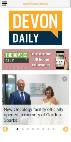 Podgląd witryny The Devon Daily, medium z kraju Wielka Brytania do artykułów sponsorowanych