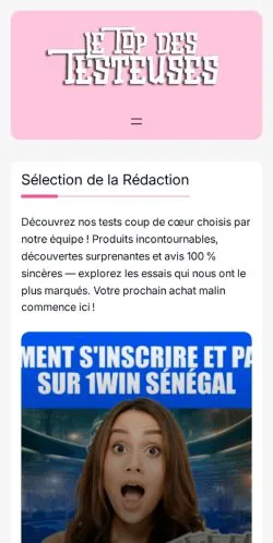 Anteprima del sito Le Top Des Testeuses, media di Francia per articoli sponsorizzati