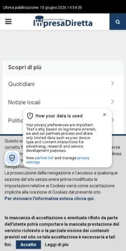 Anteprima del sito Impresa Diretta, media di Italia per articoli sponsorizzati