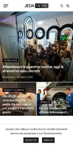 Podgląd witryny JedaNews, medium z kraju Włochy do artykułów sponsorowanych
