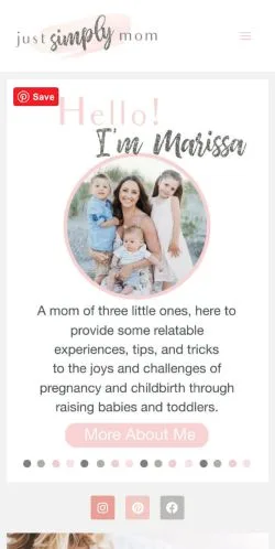 Anteprima del sito Just Simply Mom, media di Stati Uniti per articoli sponsorizzati
