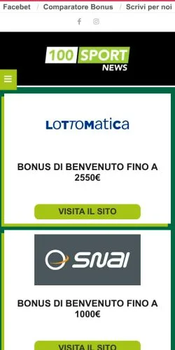 Anteprima del sito 100sportnews, media di Italia per articoli sponsorizzati