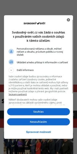 Podgląd witryny Svobodný Svět, medium z kraju Czechy do artykułów sponsorowanych