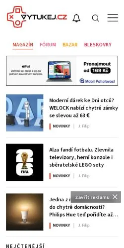 Anteprima del sito Vyťukej, media di Cechia per articoli sponsorizzati