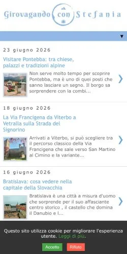 Anteprima del sito Girovagando con Stefania, media di Italia per articoli sponsorizzati