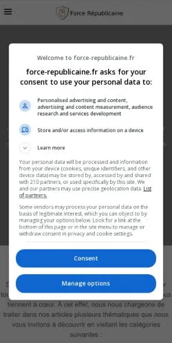 Anteprima del sito Force Républicaine, media di Francia per articoli sponsorizzati