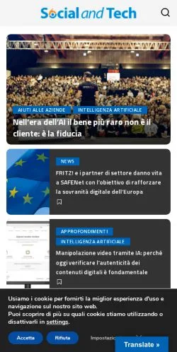 Anteprima del sito SocialandTech Blog, media di Italia per articoli sponsorizzati