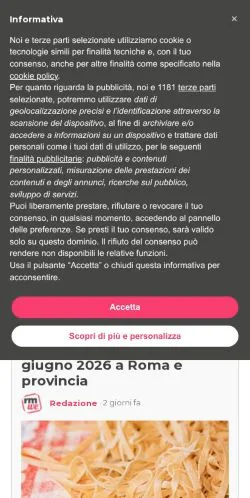 Podgląd witryny Eventi Roma Weekend, medium z kraju Włochy do artykułów sponsorowanych