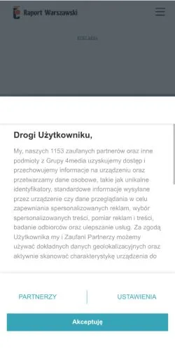 Pré-visualização do site Raport Warszawski, meio de Polônia para artigos patrocinados