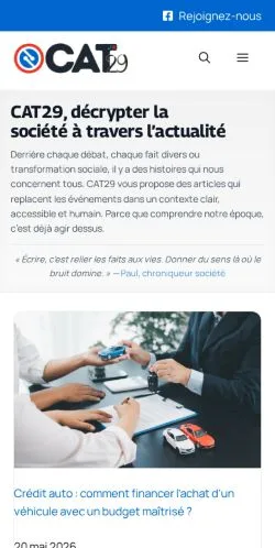 Preview of the Cat29 website, a media outlet in France for sponsored articles