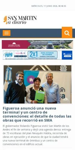 Podgląd witryny San Martín Diario, medium z kraju Argentyna do artykułów sponsorowanych