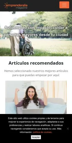 Anteprima del sito Emprenderalia, media di Spagna per articoli sponsorizzati