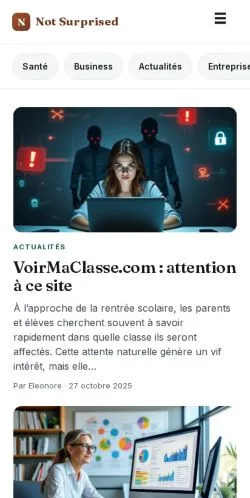 Anteprima del sito Not Surprised, media di Francia per articoli sponsorizzati